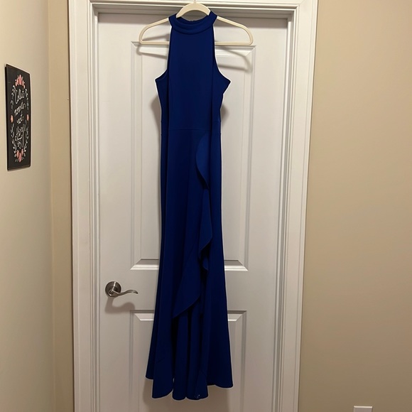 Woosea Royal Blue Slit Dress with Ruffles - Picture 2 of 6